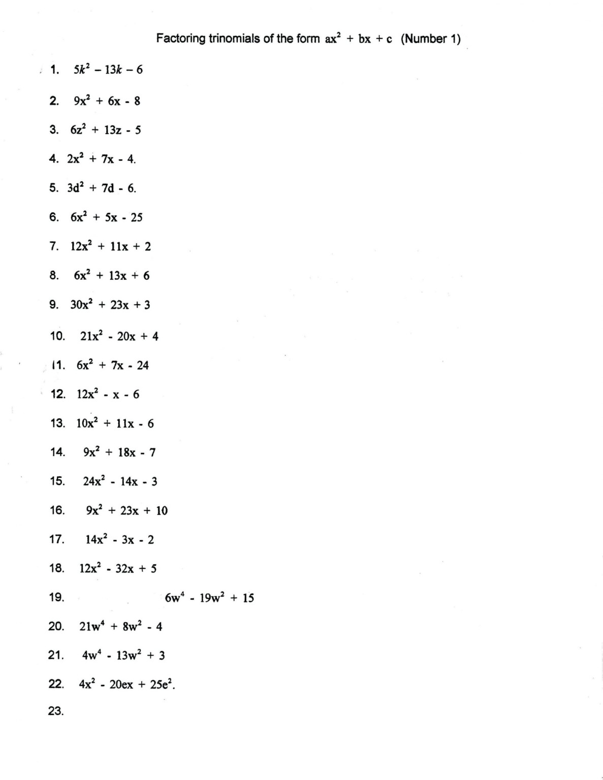 Factoring Polynomials Gcf Worksheet Education Template