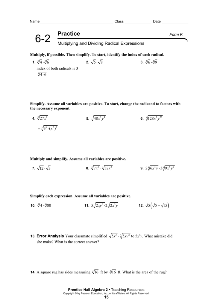 Factoring Quadratic Expressions Worksheet Form K 