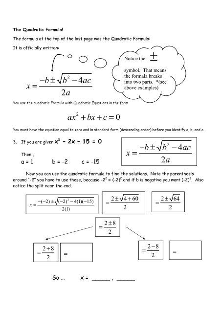 13 4 HW Quadratic Formula Worksheet Intro pdf