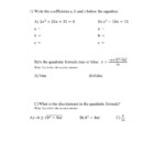2 6 The Quadratic Formula And The Discriminant Worksheet