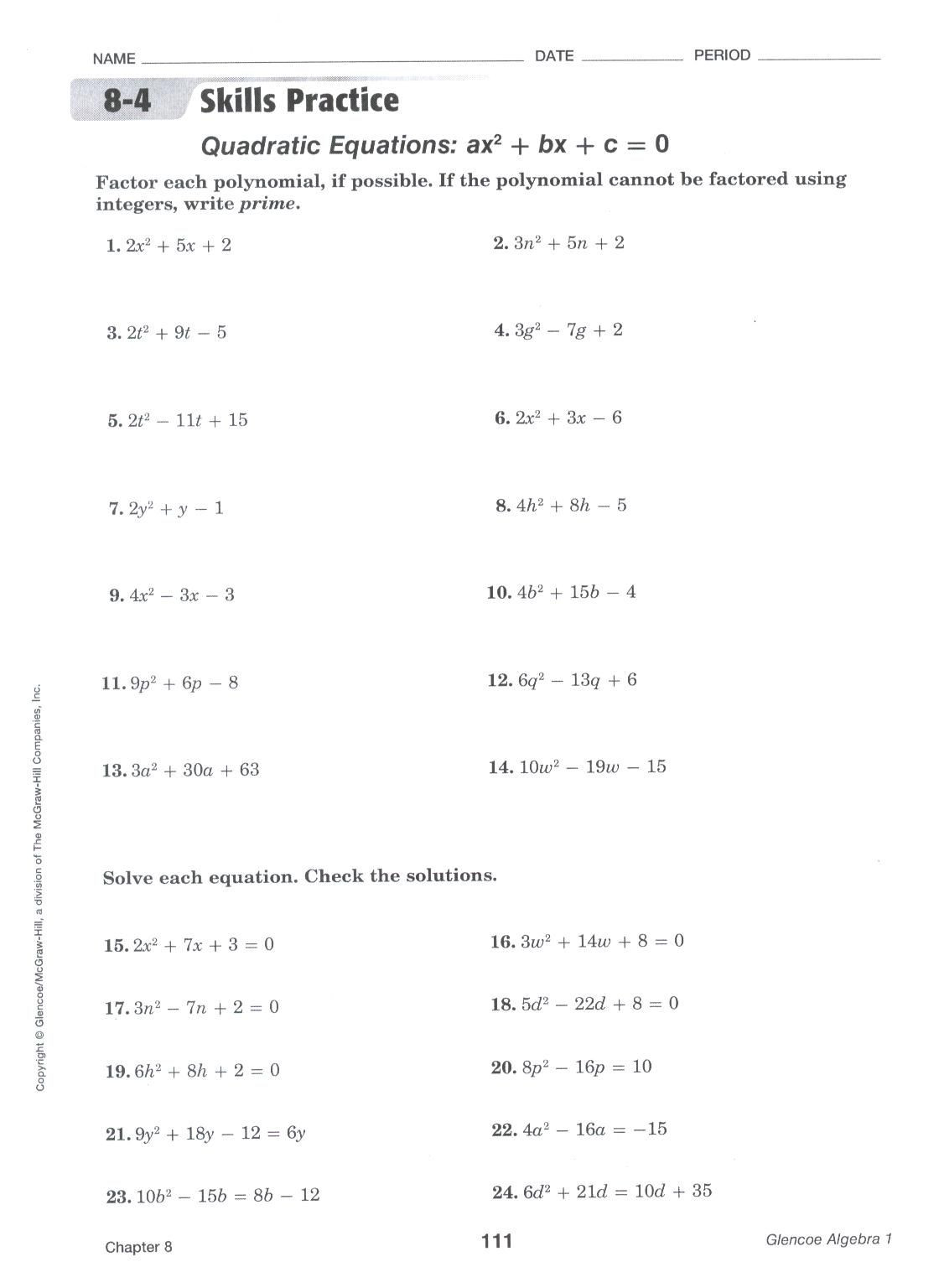 30 Quadratic Formula Worksheet With Answers Education Template