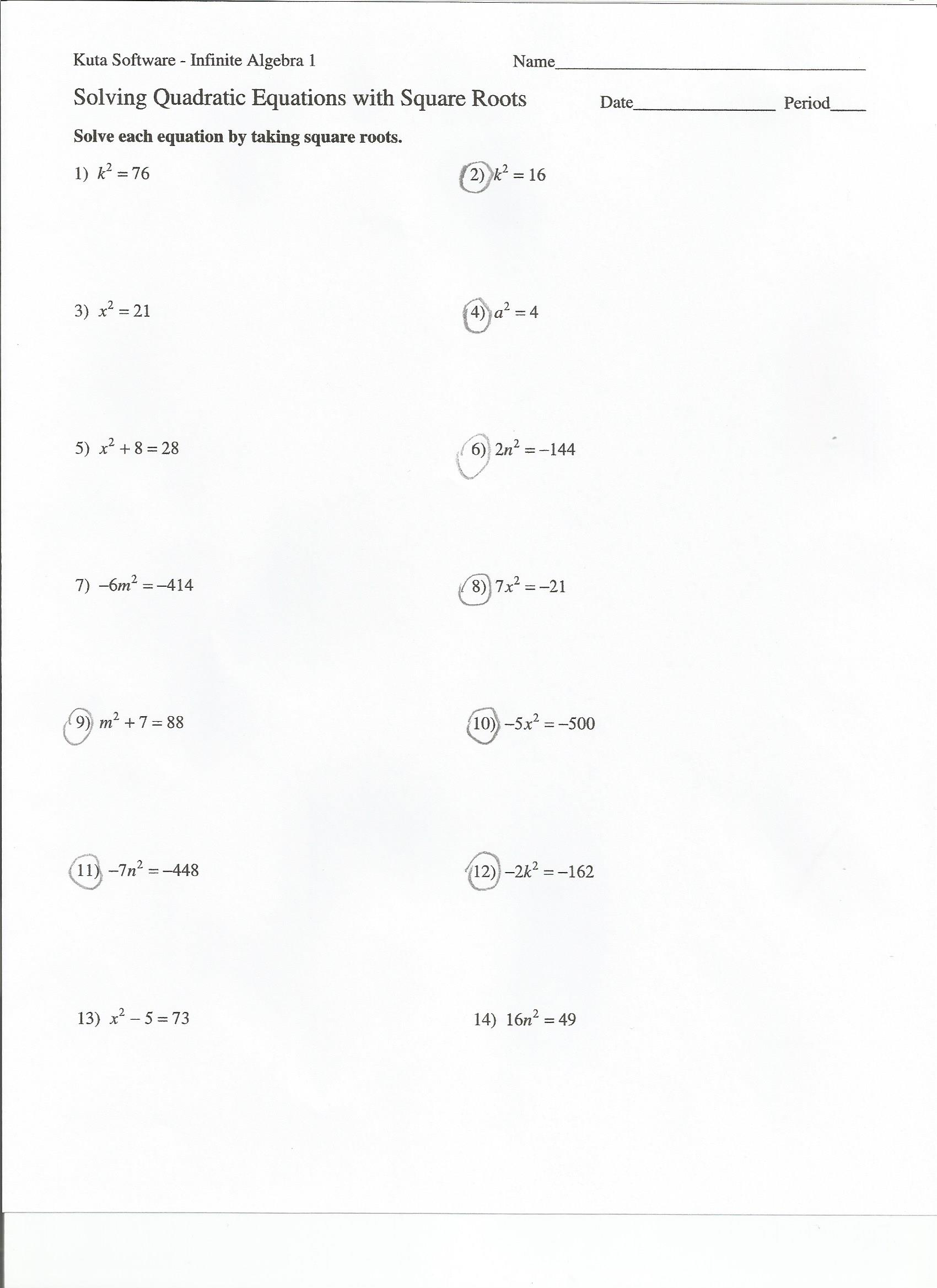 35 Solving Quadratic Equations With Square Roots Worksheet Answers 