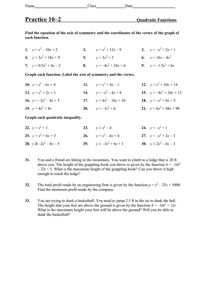 9 4 Practice Factoring To Solve Quadratic Equations Answer Key 