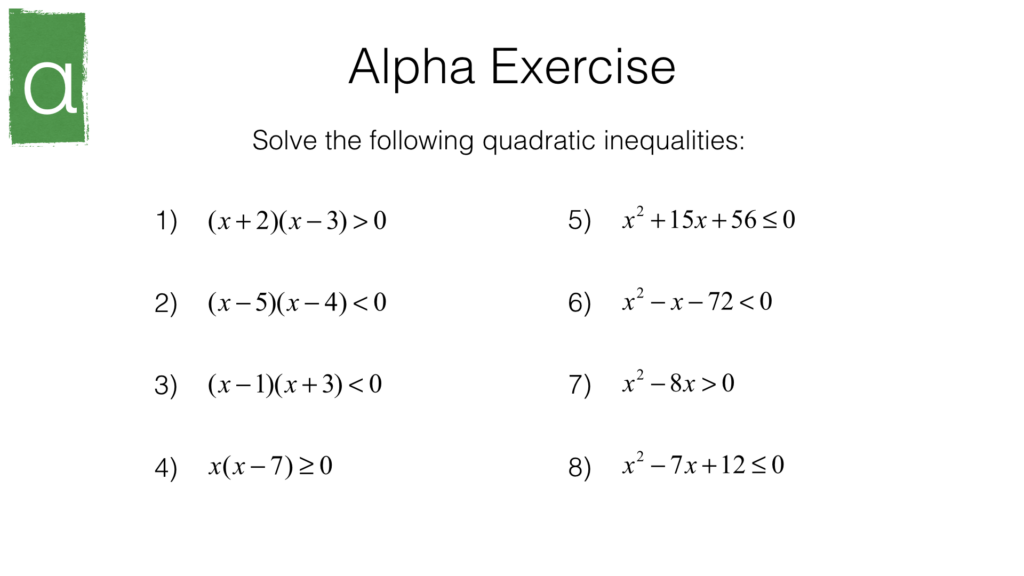 A22c Solving Quadratic Inequalities In One Variable BossMaths