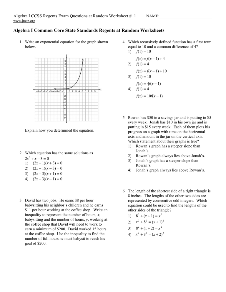 Algebra 1 8 2 Worksheet Characteristics Of Quadratic Functions Answer 