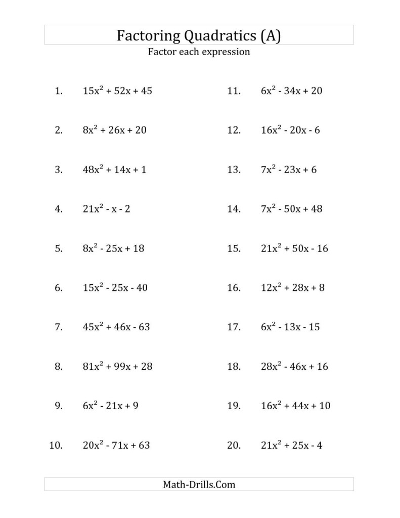 Algebra 2 Quadratic Formula Worksheet Answers