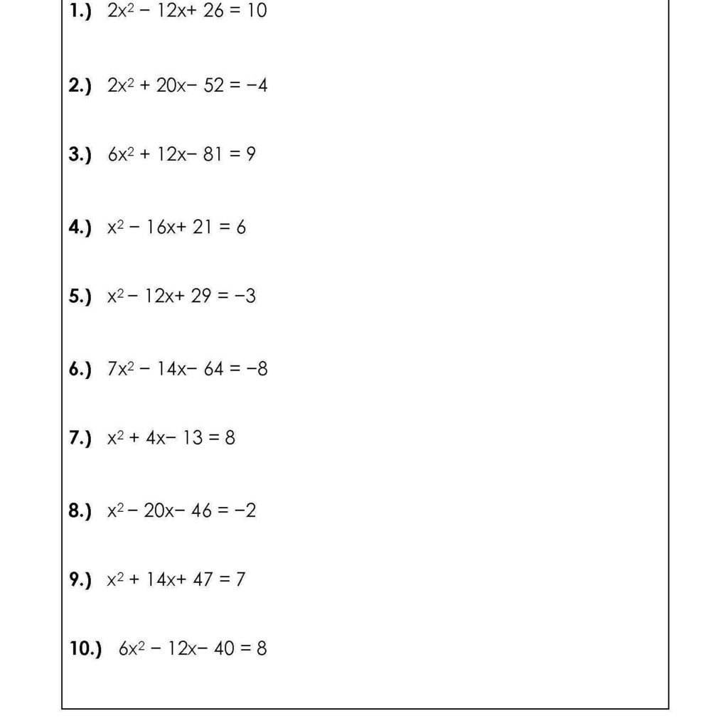 Algebra 2 Quadratic Formula Worksheet Answers Db excel