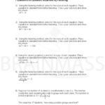 Algebra 2 Solving Quadratic Equations By Factoring Worksheet Answers