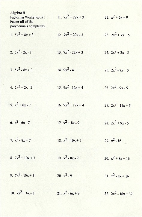 Answer Key Factoring Quadratics Worksheet My PDF Collection 2021