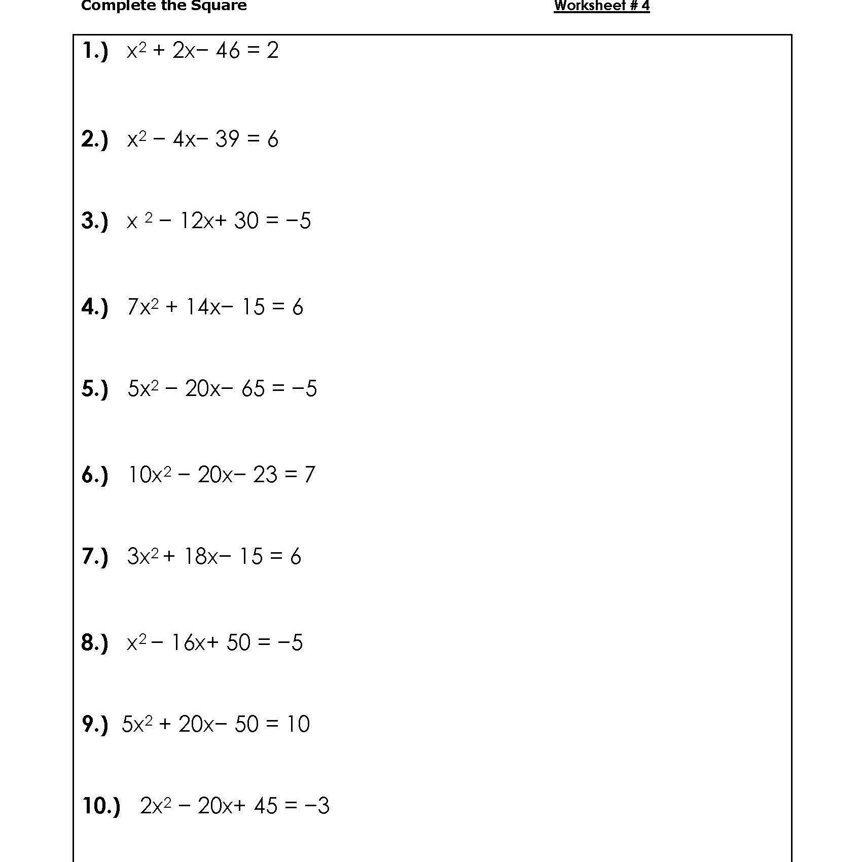 Answer Key Solving Quadratic Equations By Factoring Worksheet Answers 