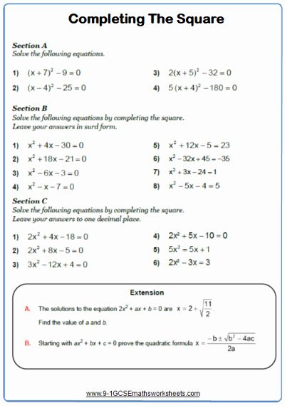 Completing The Square Worksheet Inspirational Pin On Kata In 2020 