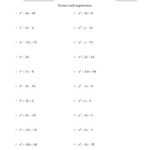 Factoring Monic Quadratic Trinomials Worksheet Pdf