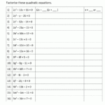 Factoring Quadratic Equations