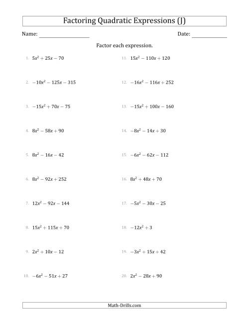 Factoring Quadratic Expressions With Positive Or Negative a