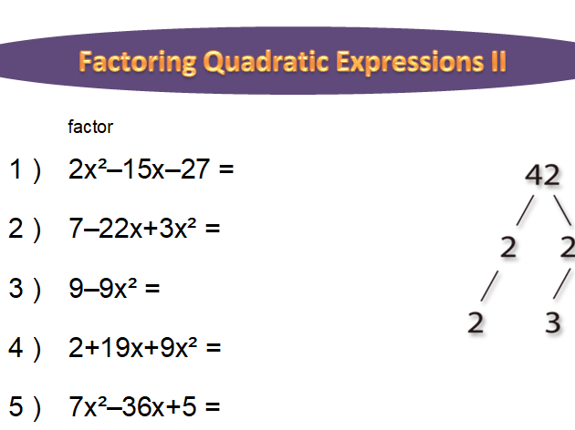 Factoring Quadratic Expressions Worksheet long Teaching Resources
