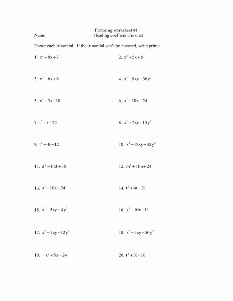 Factoring Quadratics Worksheet Algebra 2 29 Solving Quadratic 