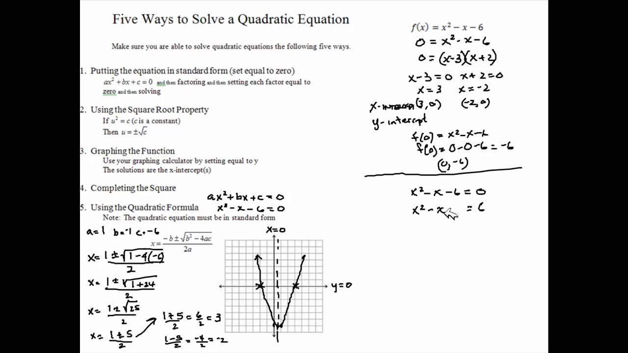 Five Ways To Solve A Quadratic Equation YouTube