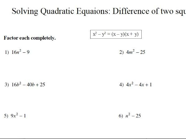 GCSE Maths Revision Solving Quadratics Difference Of Two Squares
