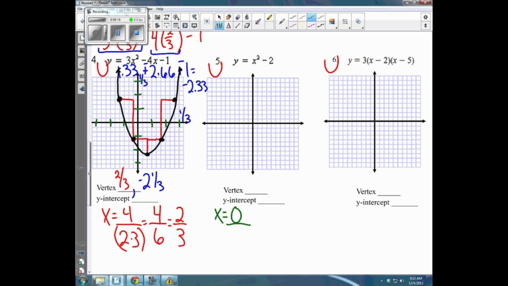 Graphing Answer Key For Quadratics Review Unit 5 YouTube