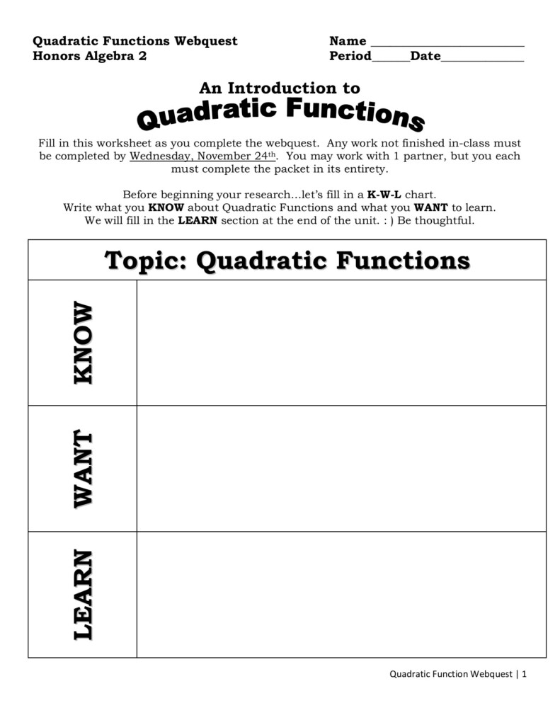 Graphing Quadratic Functions Exploration Worksheet Answers 