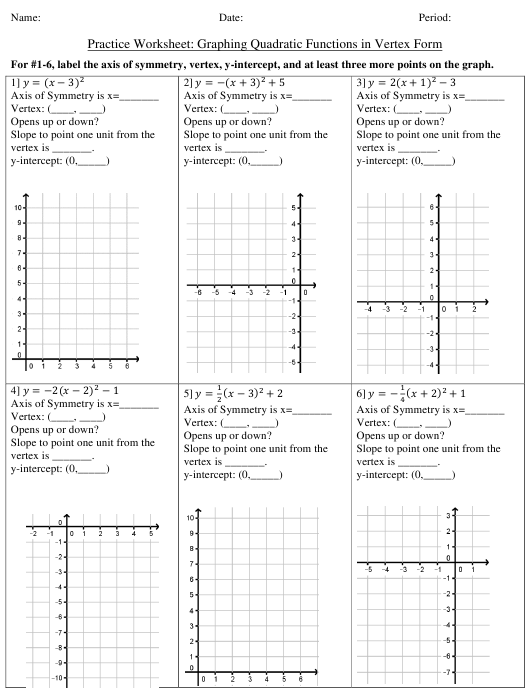 Graphing Quadratic Functions In Standard Form Worksheet 1 Rpdp Answers 