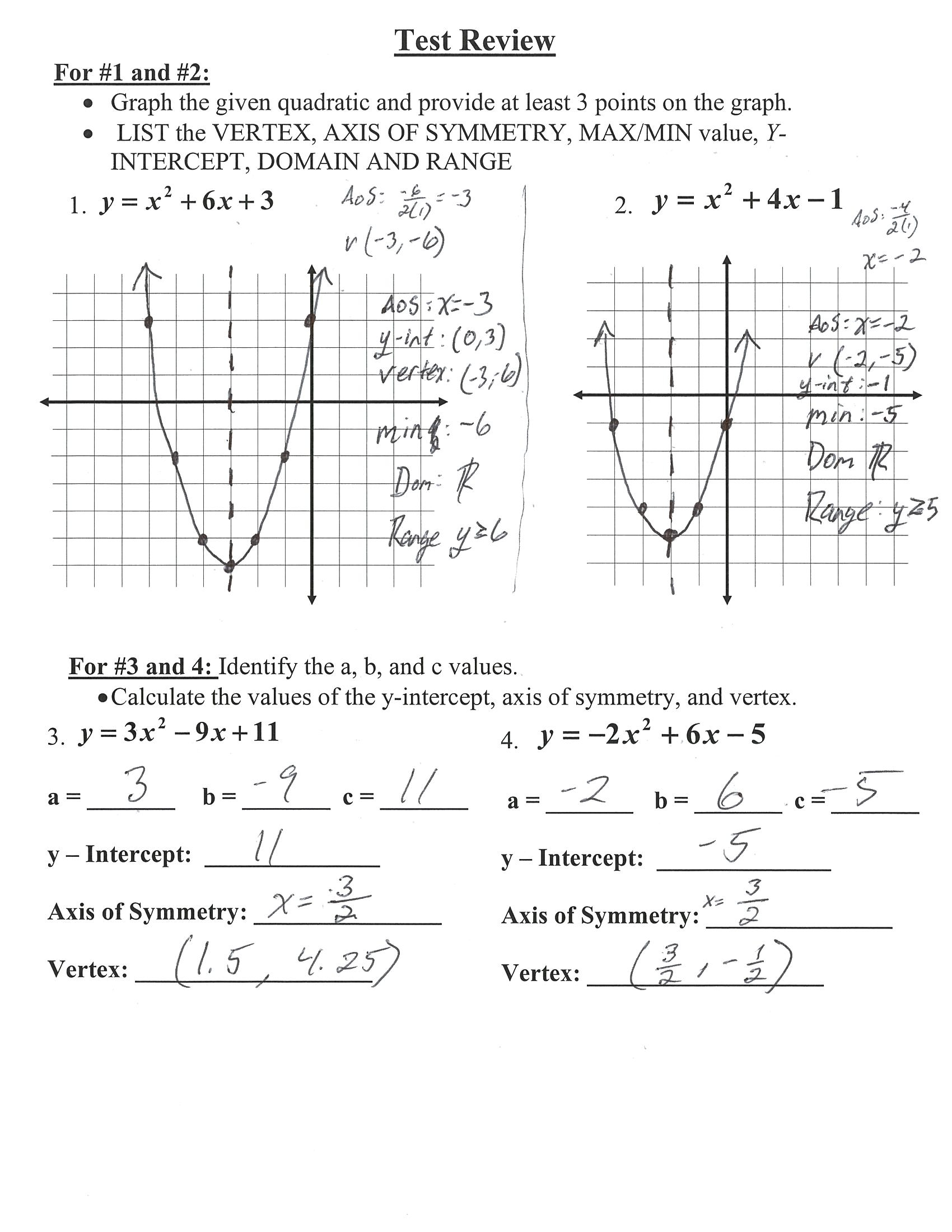 Graphing Quadratics Worksheet With Answers Printable Worksheets And 