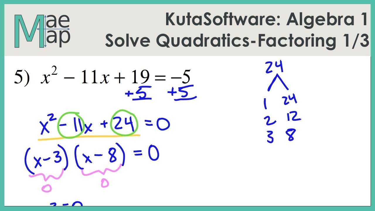 Kuta Software Solving Quadratic Equations By Factoring Worksheet 