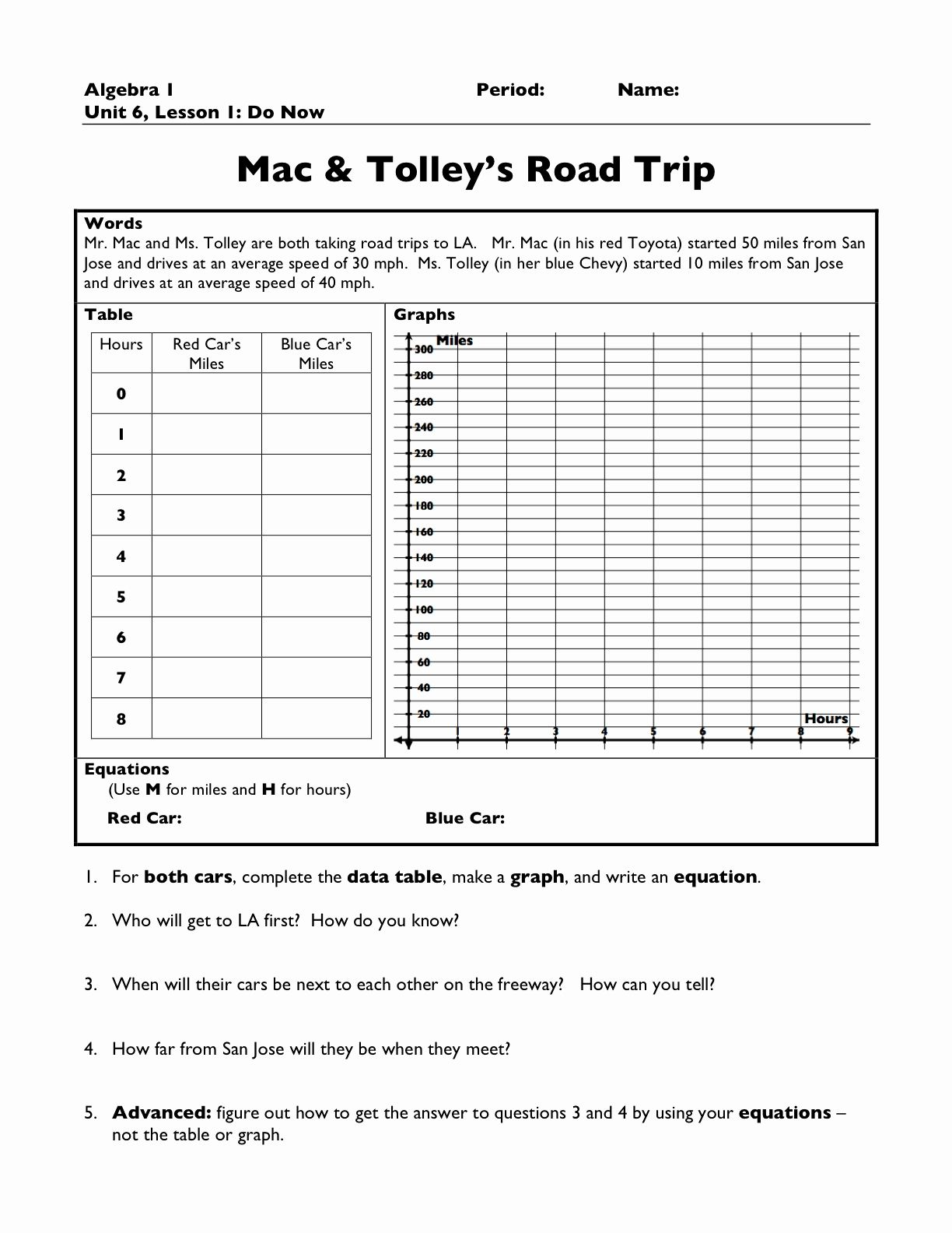 Linear Quadratic Systems Worksheet