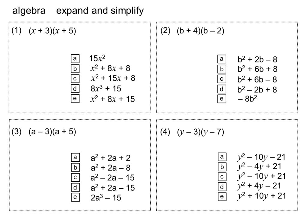 MEDIAN Practice And Quiz Questions Algebra Expanding And Factorising 