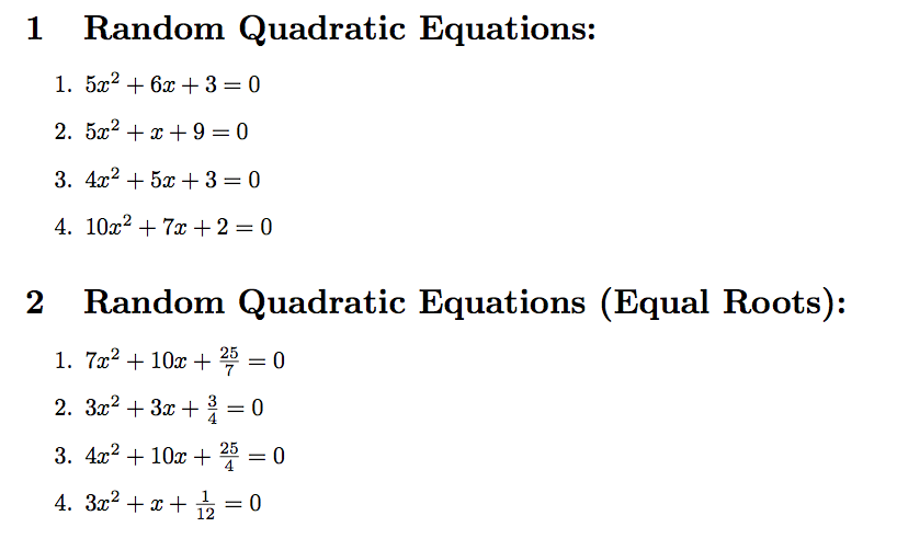 Pgfmath Random Quadratic Equation TeX LaTeX Stack Exchange