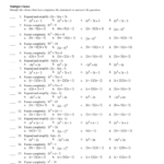 Practice 10 5 Factoring To Solve Quadratic Equations Answers Tessshebaylo