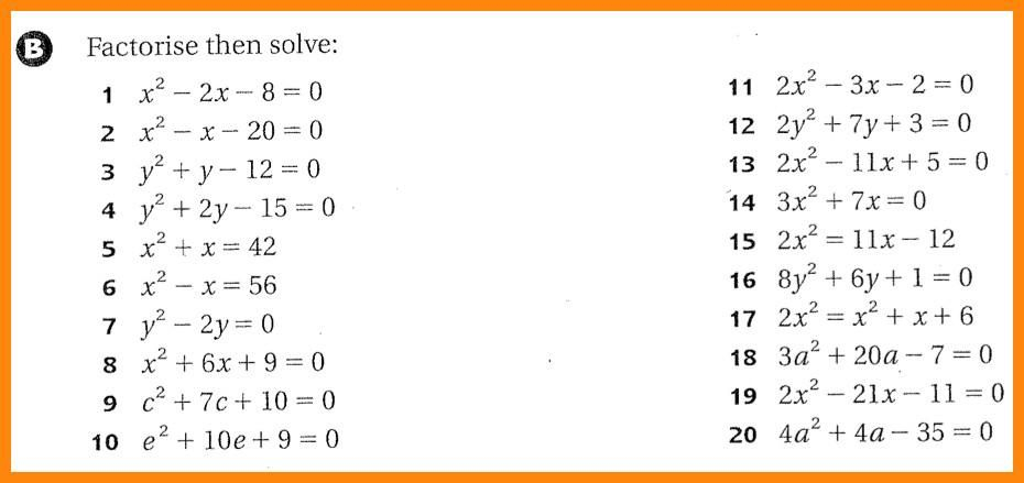 Practice 10 5 Factoring To Solve Quadratic Equations Worksheet 