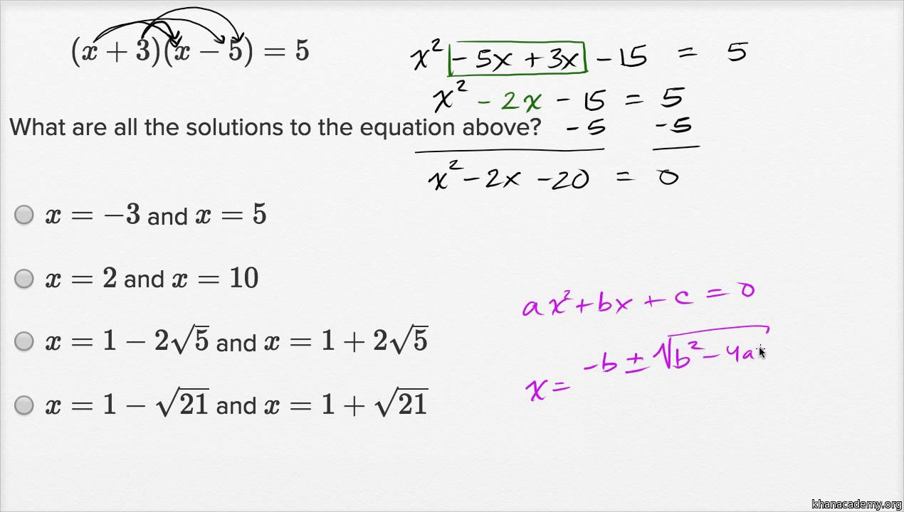 Practice 5 5 Quadratic Equations Worksheet Answers Db excel