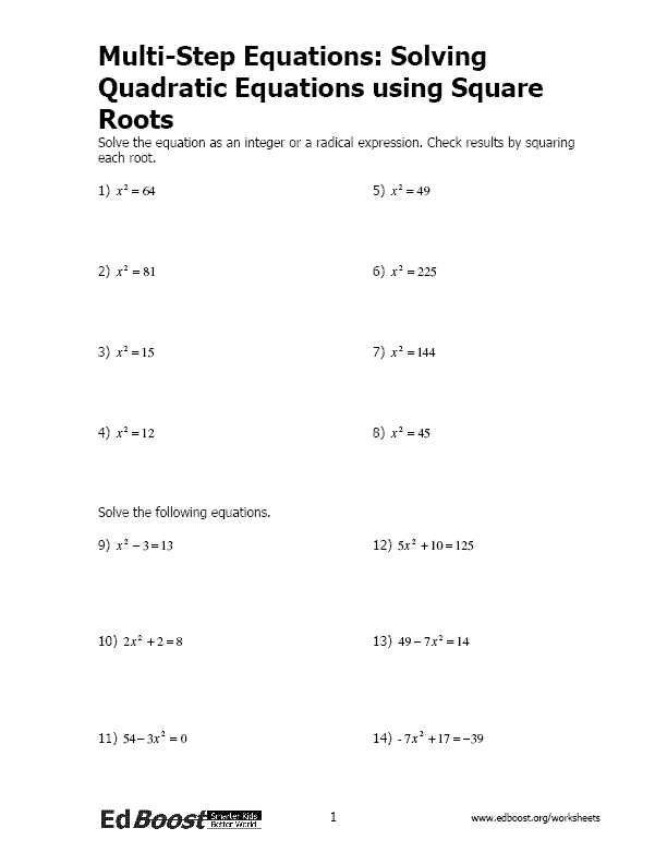 Quadratic Equation Worksheet With Answer Key Vegan Divas NYC