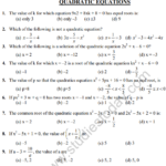 Quadratic Equations Worksheet Grade 10 Pdf Diy Projects