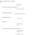 Quadratic Simultaneous Equations Worksheet with Answers Teaching