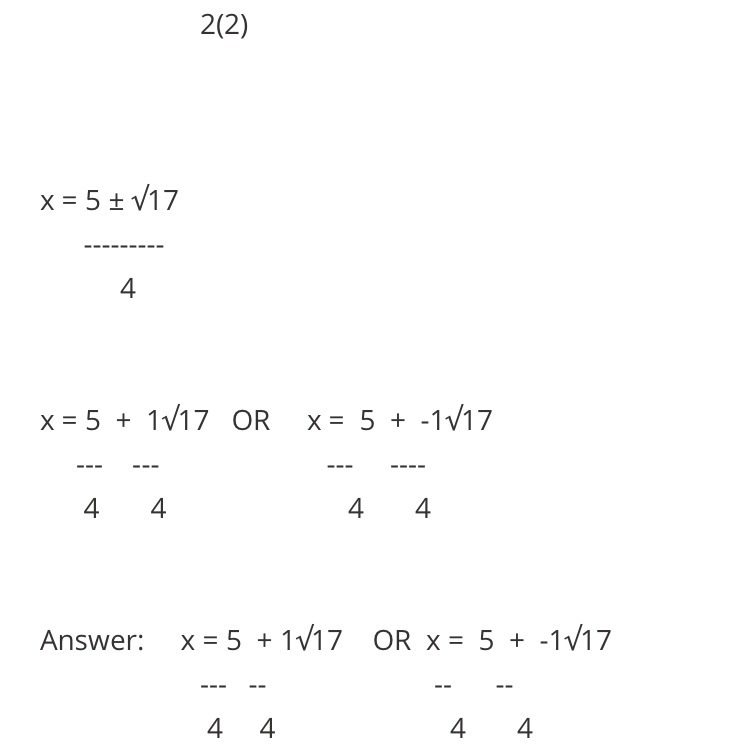 Solve For X Use The Quadratic Formula 2 X 2 9x 8 0 Enter The 