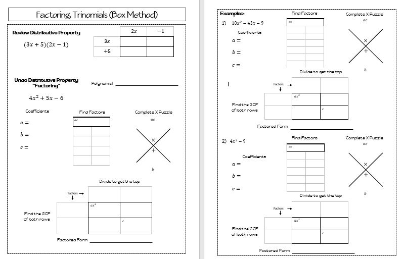 Solve Quadratic Equation Box Method Tessshebaylo