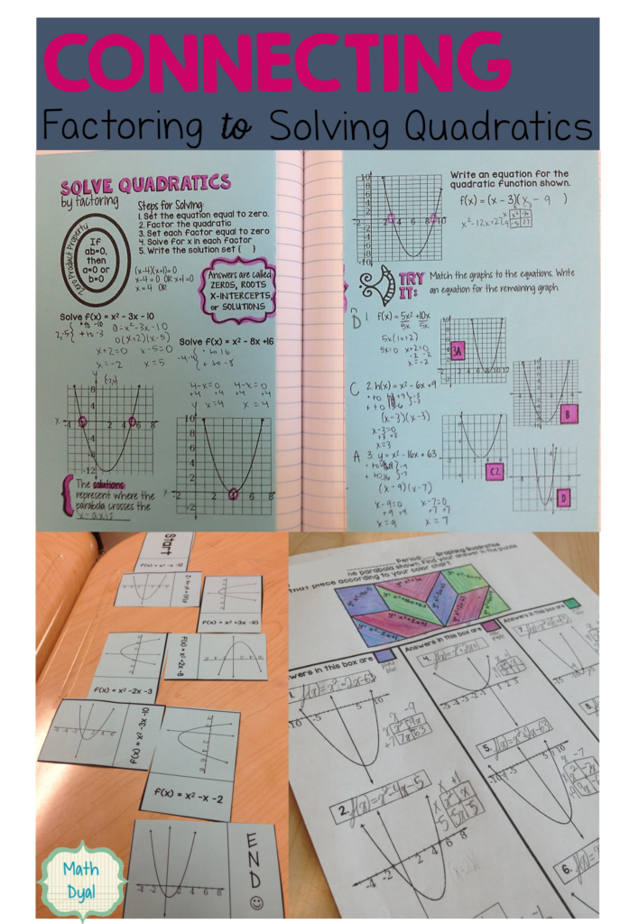 Solve Quadratic Equations By Factoring With These Fun Hands on 
