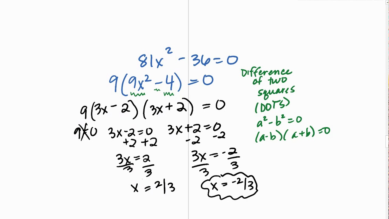 Solve Quadratics Factoring Pt 3 YouTube
