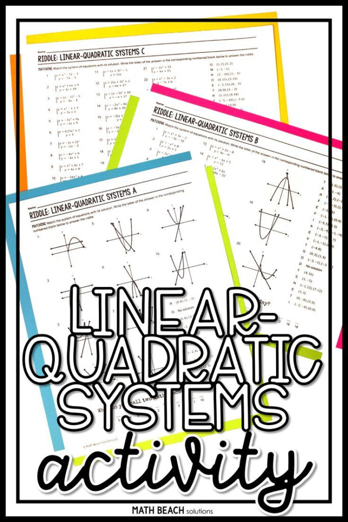 Solving Linear Quadratic Systems Riddle Activity In 2020 Quadratics 