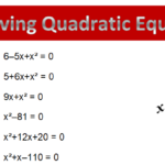 Solving Quadratic Equation Worksheets using Factoring Teaching
