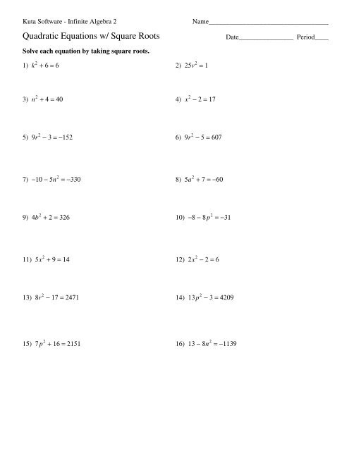 Solving Quadratic Equations By Factoring Worksheet Answers Kuta 