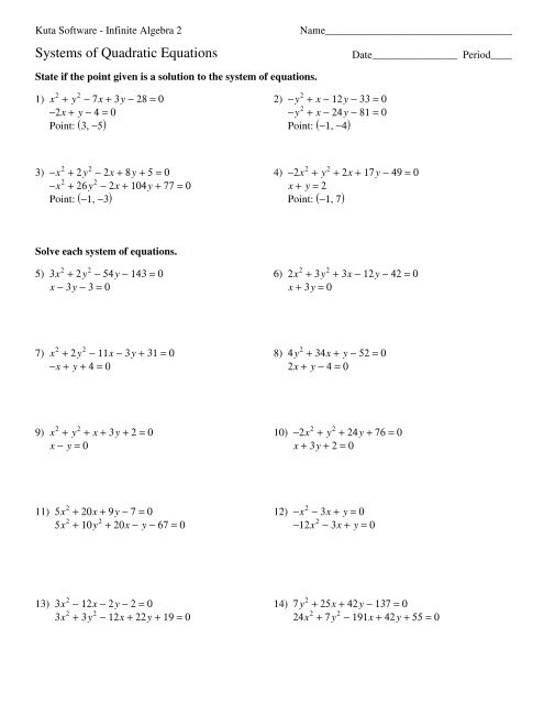 Solving Quadratic Equations By Graphing Worksheet Kuta Example 