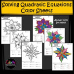 Solving Quadratic Equations Color By Number Worksheets Solving