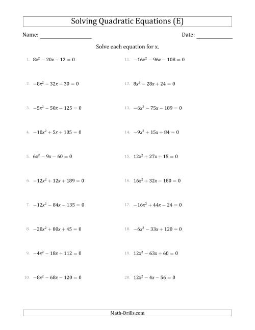 Solving Quadratic Equations With Positive Or Negative a Coefficients 