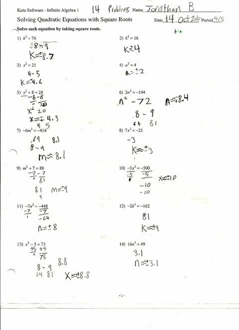 Solving Quadratics By Factoring Worksheets