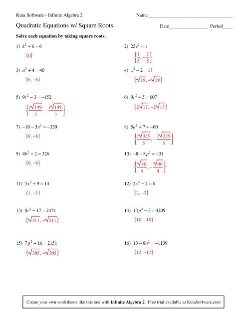 Solving Square Root Equations Worksheet Kuta Tessshebaylo