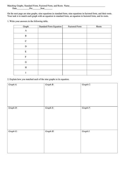 Top 28 Graphing Quadratics In Standard Form Worksheet Templates Free To 