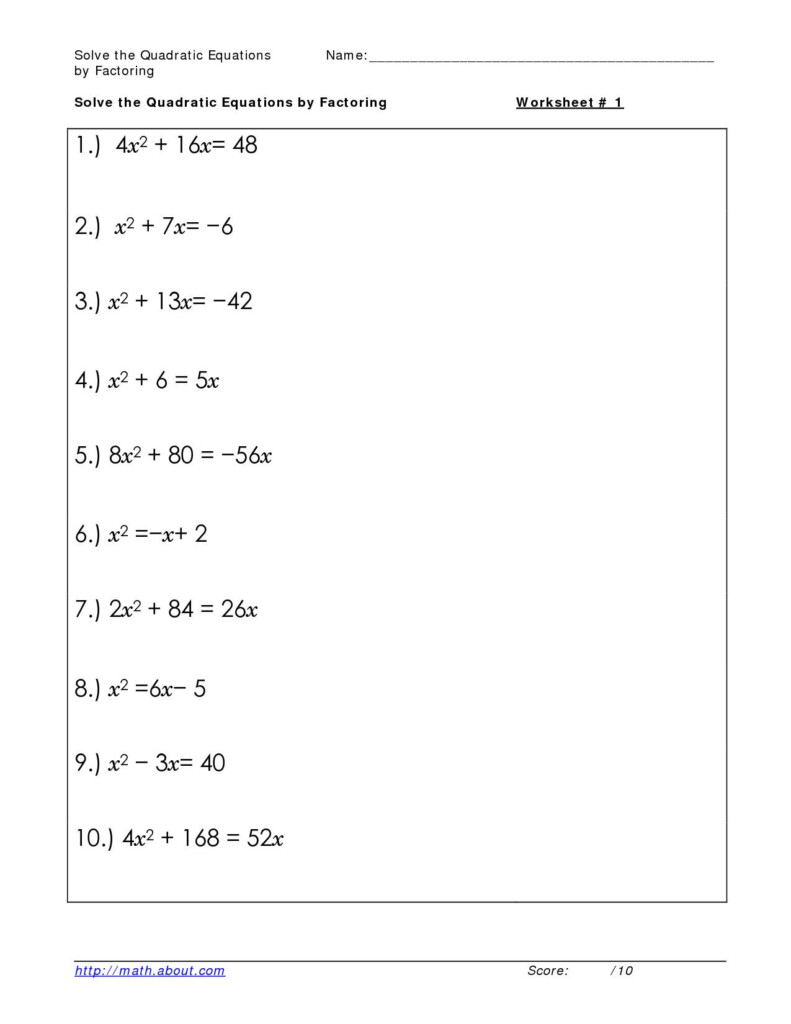 Using The Quadratic Formula Worksheet Answers